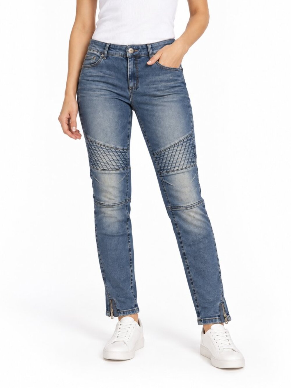 Marc Cain Sports Blue Moto Biker Jeans Size N1 XS